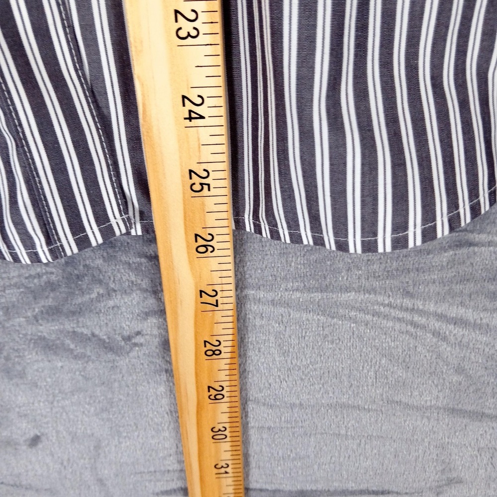 Foxcroft Shirt Womens 16 Black White Stripe Non Iron Fitted Button Front Dress - Picture 5 of 9